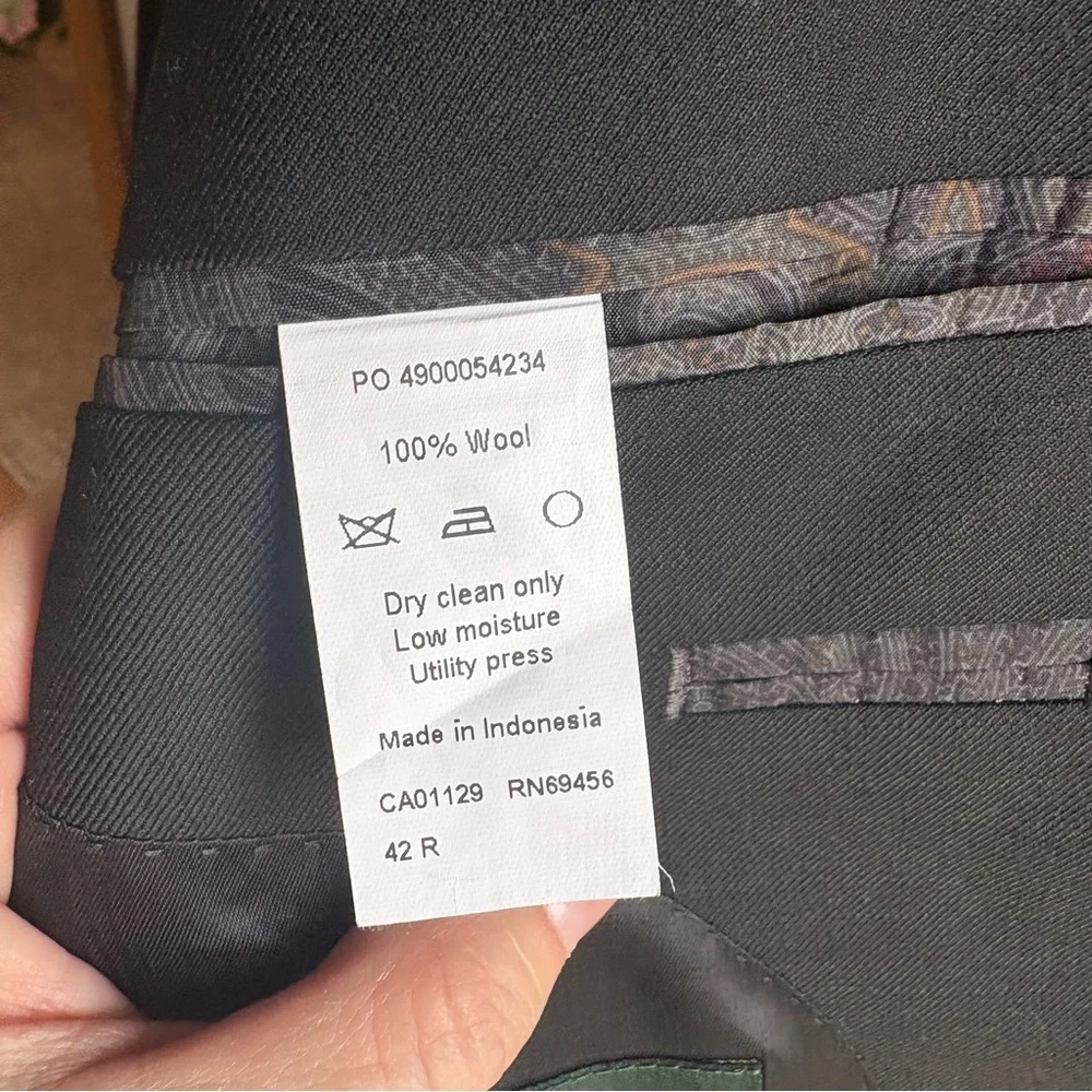 Lauren Ralph Lauren Size 42R Wool Career Notched Blazer Jacket Black